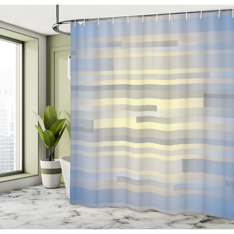 Enrique Striped Shower Curtain with Hooks Included, 69" W x 75" L