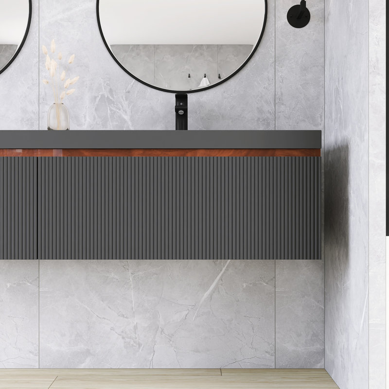 Ensemble de meuble-lavabo double 70,9 po avec comptoir en quartz, 70.9''