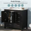 Meuble-lavabo noir 36 po avec lavabo en céramique, armoire de rangement abondante, 2 portes à fermeture douce et 5 tiroirs