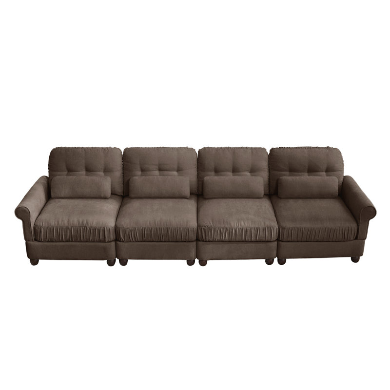 Canapé modulaire 4 places avec coussins, Brown Chenille