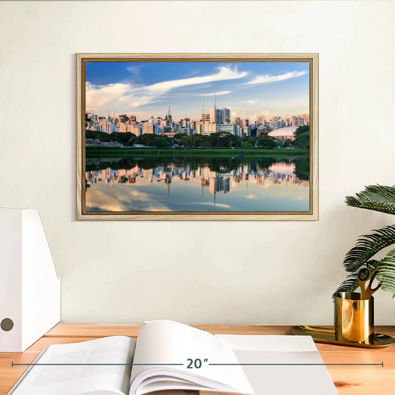Horizon du parc d'Ibirapuera, Cadre flottant en bois naturel, 13 po x 9 po