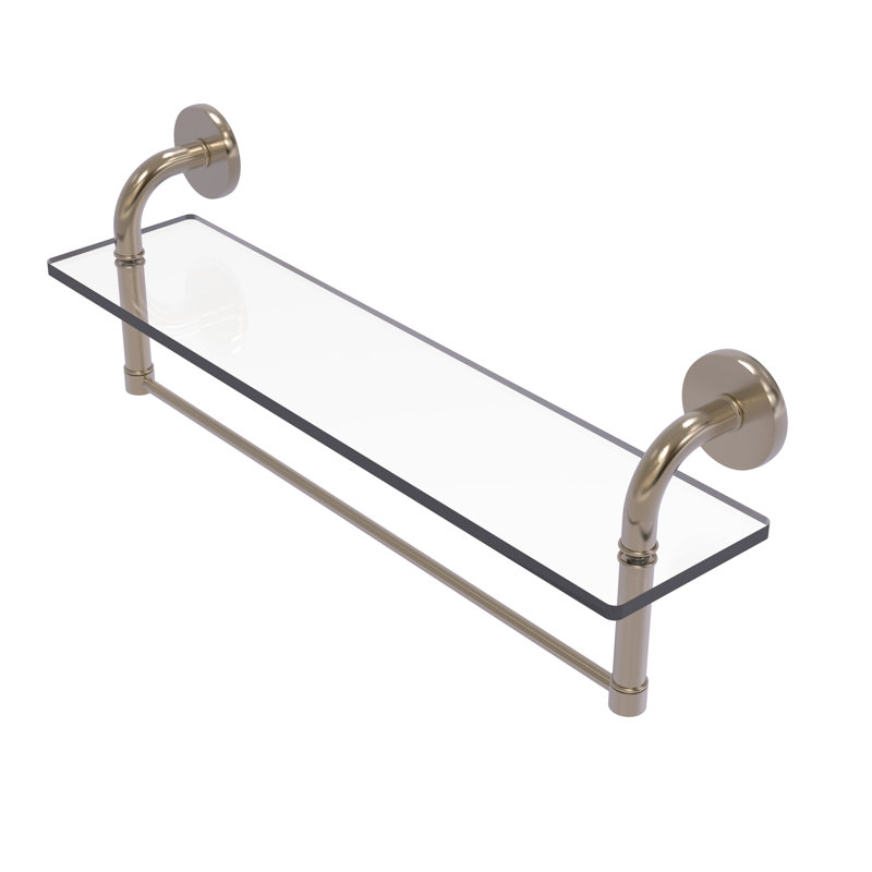 Tioga Bracket Shelf with Towel Bar, Antique Pewter, 8" H x 22" W x 5" D