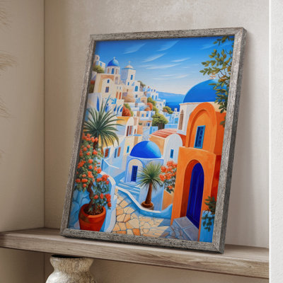 Oia Caldera II Framed Print - Solid Wood