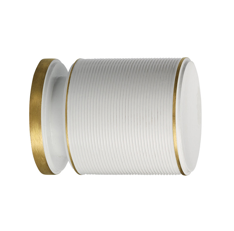 Monaco Cylindrical Knob, 1.26" H x 1.25" W x 1.25" D, Brush Brass/White