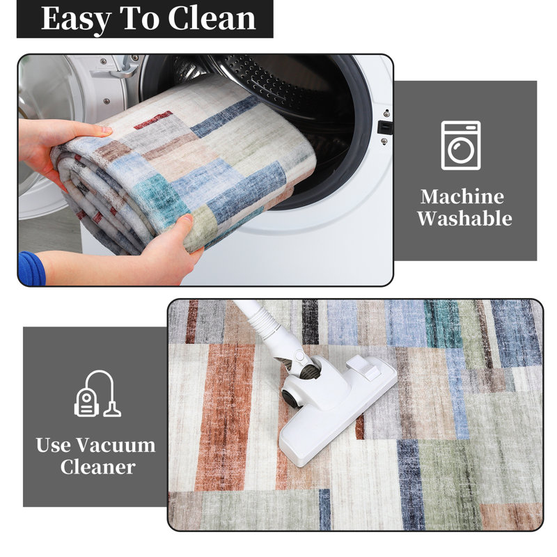 Jurdi Washable Area Rug with Non-Slip Backing, Rectangle 4' x 6'
