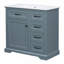 Meuble-lavabo 36 po avec lavabo en céramique, 2 tiroirs basculants, charnières de porte à fermeture en douceur, bleu gris-129184252