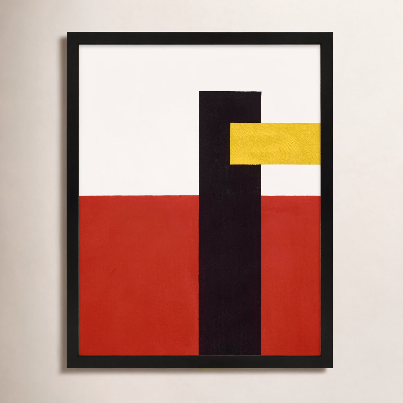 Composition With Yellow 4 by Robert Kamnatnik, Black Framed Paper, 20" H x 16" W x 1.25" D