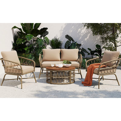 Mobilier de patio avec des vibrations modernes et des housses de coussin, sièges de table de style ovale