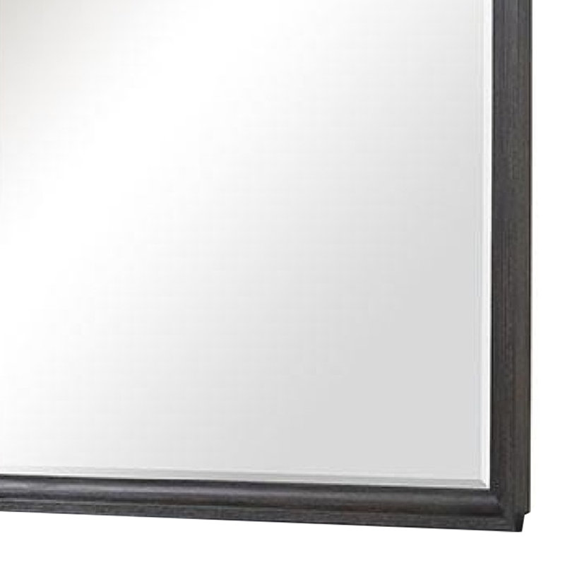 Miroir de commode 42 pouces Osko, bords arrondis, bois de peuplier noir