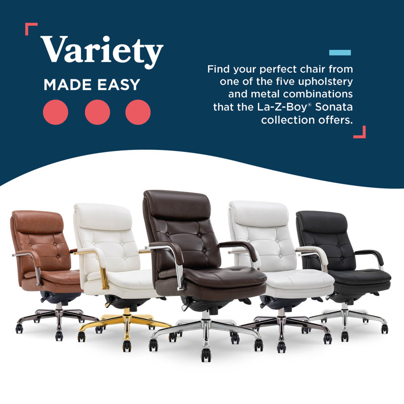 Sonata Leather Swivel Executive Office Chair, Chrome, Dark Brown