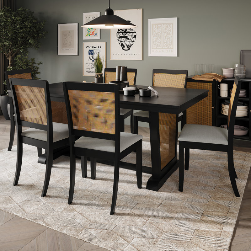 Taire Double Pedestal Dining Set, 7