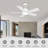 Modern White Smart Ceiling Fan With Light And 5 Wood Blades-362366885