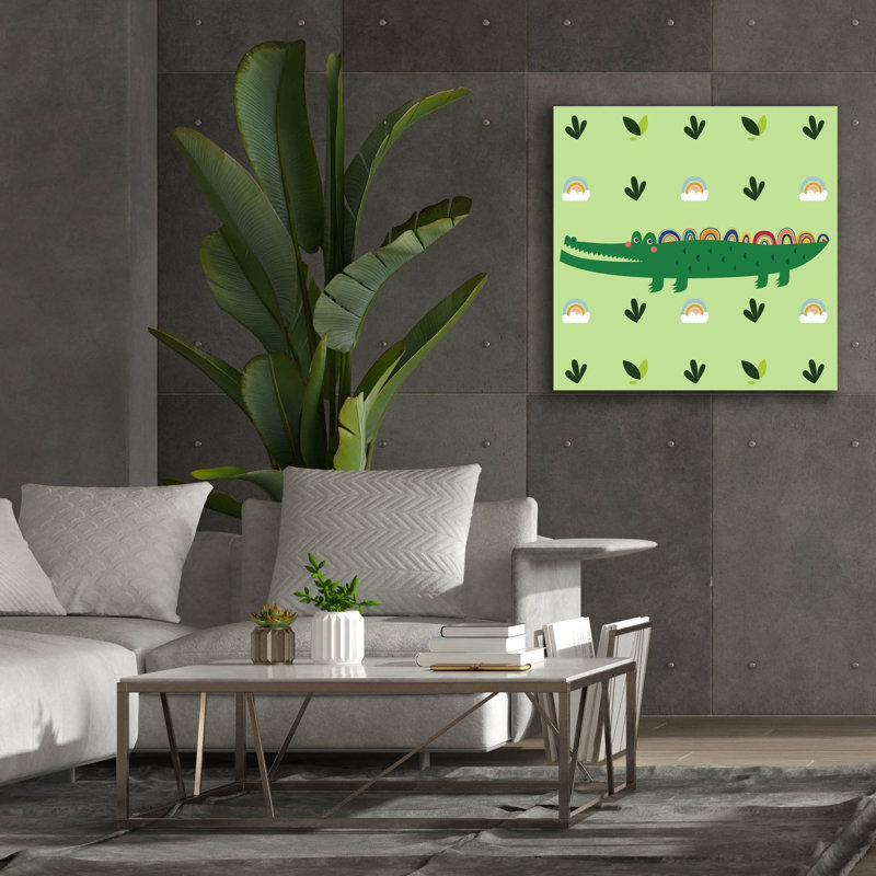 «Epic Graffiti», Cocodrile mignon par Epic Portfolio, art mural sur toile, H 37 po x l 37 po x P 1,5 po