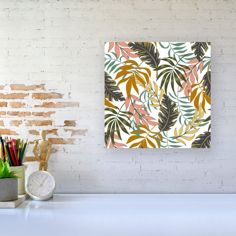 Tropical Leaves - Wrapped Canvas Print, 16cm H x 16cm W x 3.8cm D