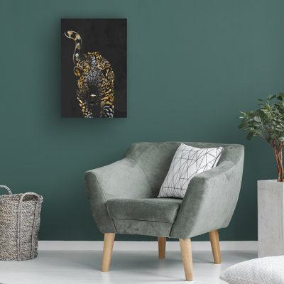 " Wrapped Canvas Wall Art - Sarah Manovski 'Black Gold Jaguar' Wall Art For Living Room, Bedroom, Or Office Décor - 16x24 " by Sarah Manovski