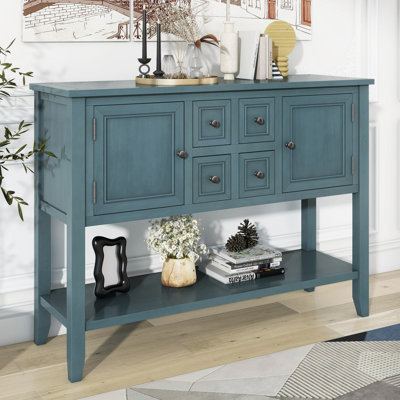 Cambridge Series  Ample Storage Vintage Console Table With Four Small Drawers And Bottom Shelf For Living Rooms