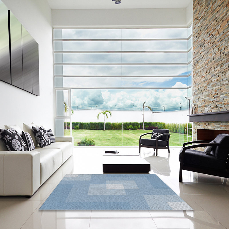 Tapis géométrique bleu marine, Carré 6 pi