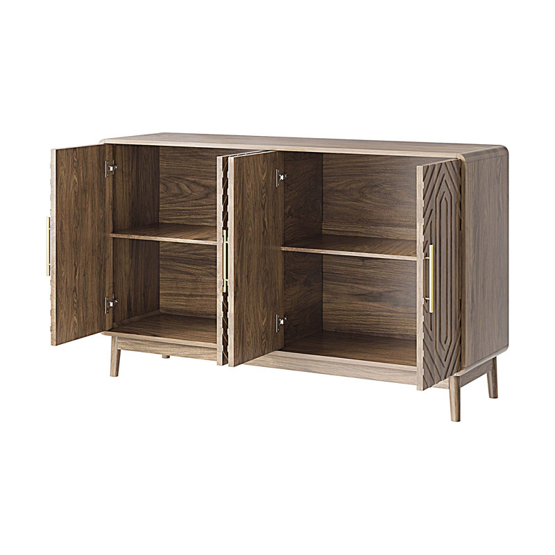 Buffet avec rangement, buffet 4 portes, armoire d'appoint multifonctionnelle avec panneau à couches réglables