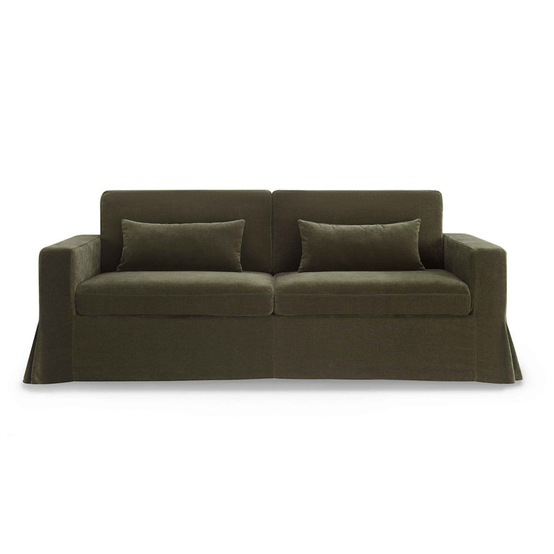 Brenda 213.1Cm Square Arms Sofa, Olive Rayon/Viscose