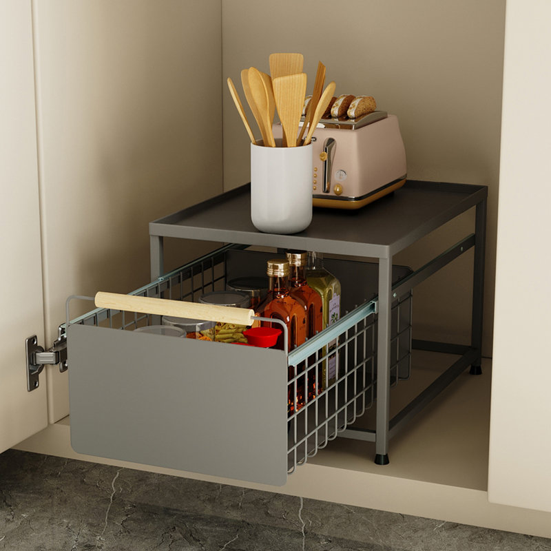 Spice Rack, Black, 25.5cm H x 39cm W x 29.5cm D