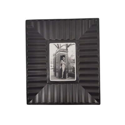 VIP Metal 12 in. Black Stamped Grooved Lines Photo Frame 5x7