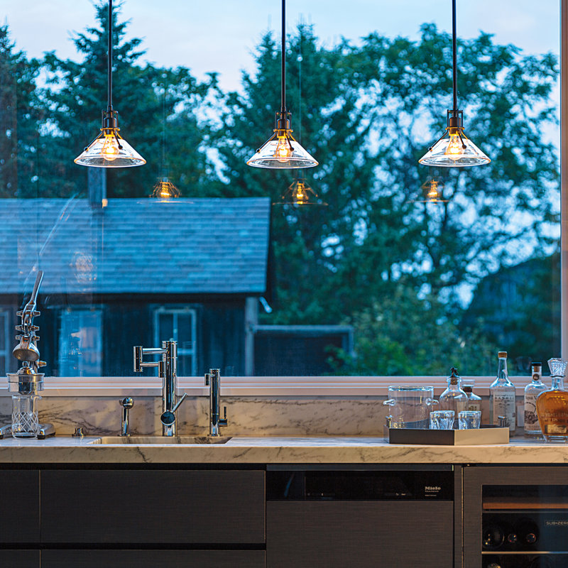 Henry 1 - Light Single Cone Pendant, Dark Smoke, Clear Glass