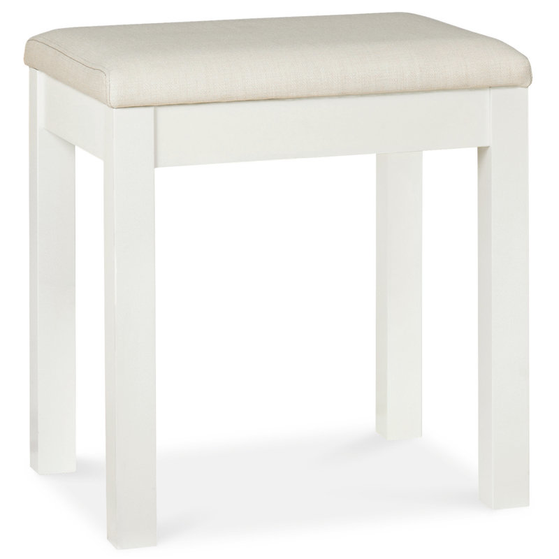 Cillian Solid Wood Accent Stool, Soft White/Oak