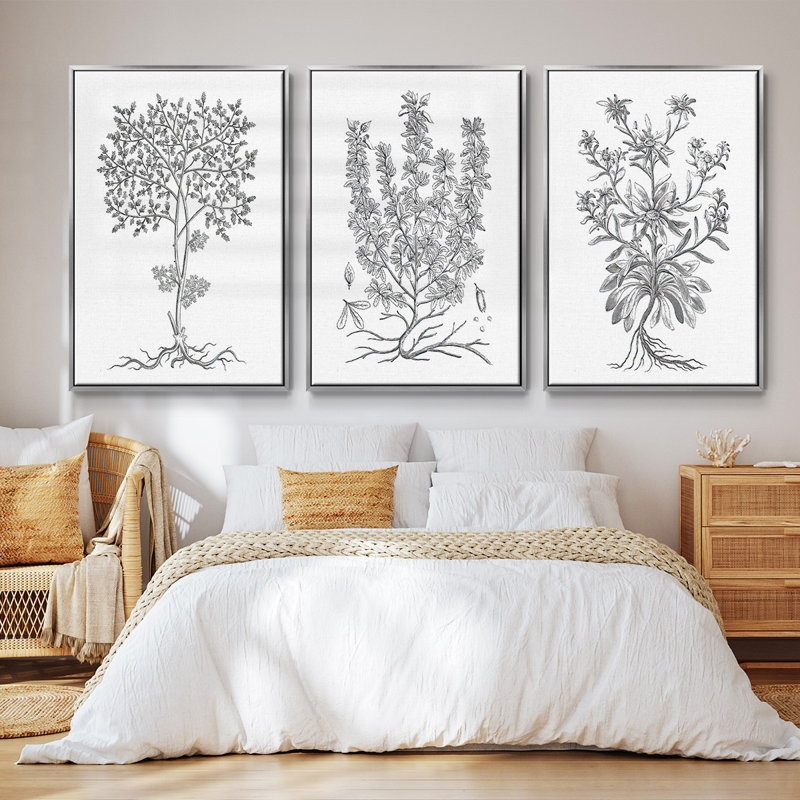 Ensemble de 3 toiles tendues B&W, Argent, H 27 po x l 54 po