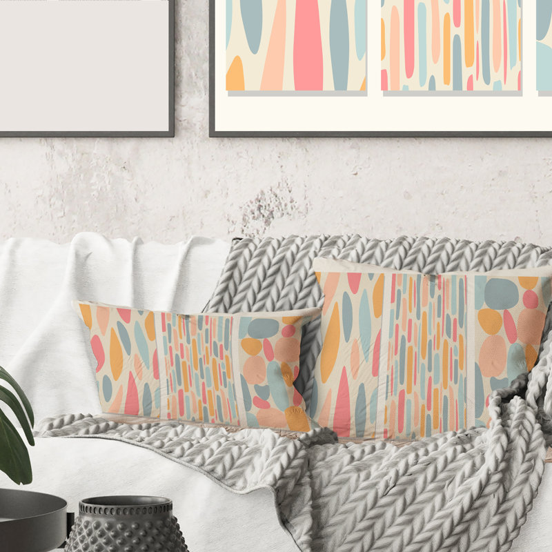 Patchwork of Pastel Shaped Shapes Rectangular Pillow Cover & Insert