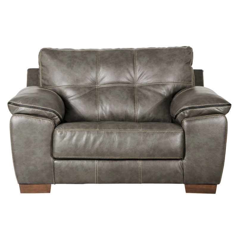Bertold 61'' Wide Armchair, Steel Faux Leather