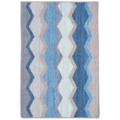 Tapis de sécurité bleu en laine tissé à la main