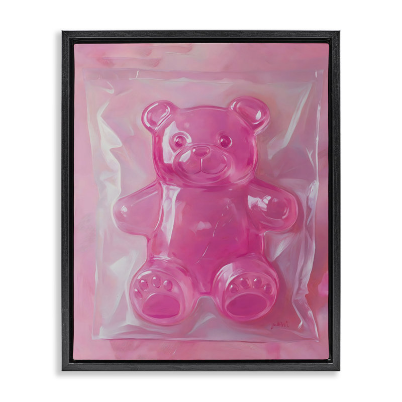 Cadre flottant Pink Gummy Candy Bear, design par The Prints Vibe, 31 x 25, Cadre flottant noir de jais