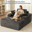 Chaise longue moderne surdimensionnée de 119 cm (47 po) en flanelle sans os, grise, aucun assemblage requis