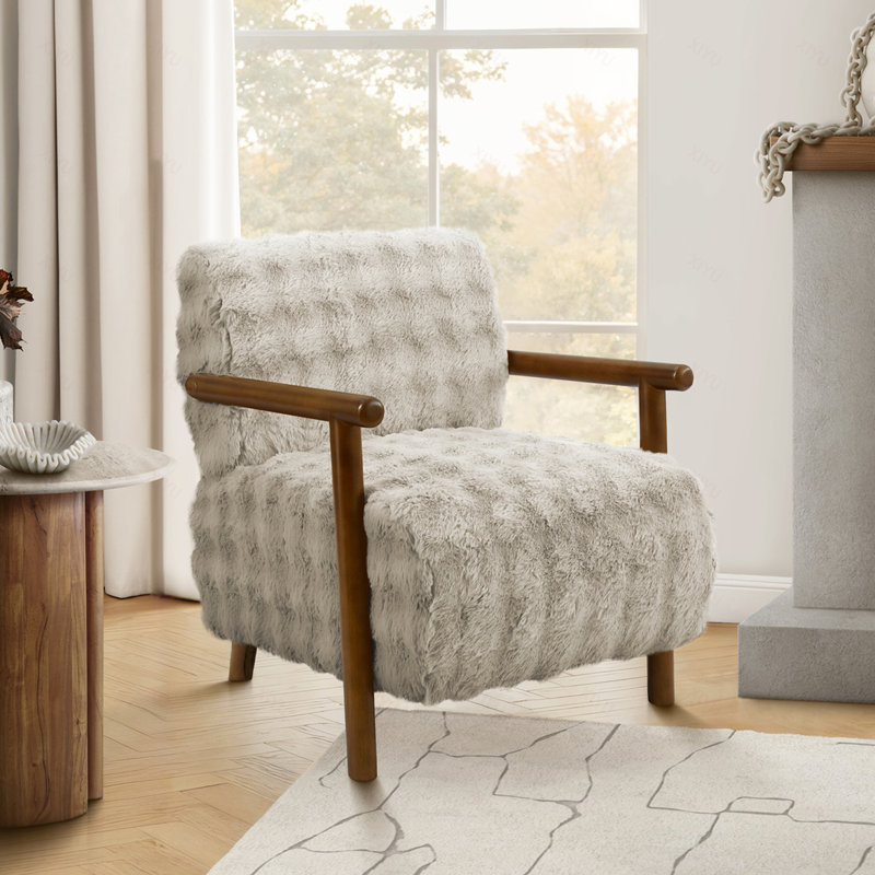 Chaise d'appoint, 31 po, rembourré, salon, chambre à coucher, tissu, bois massif