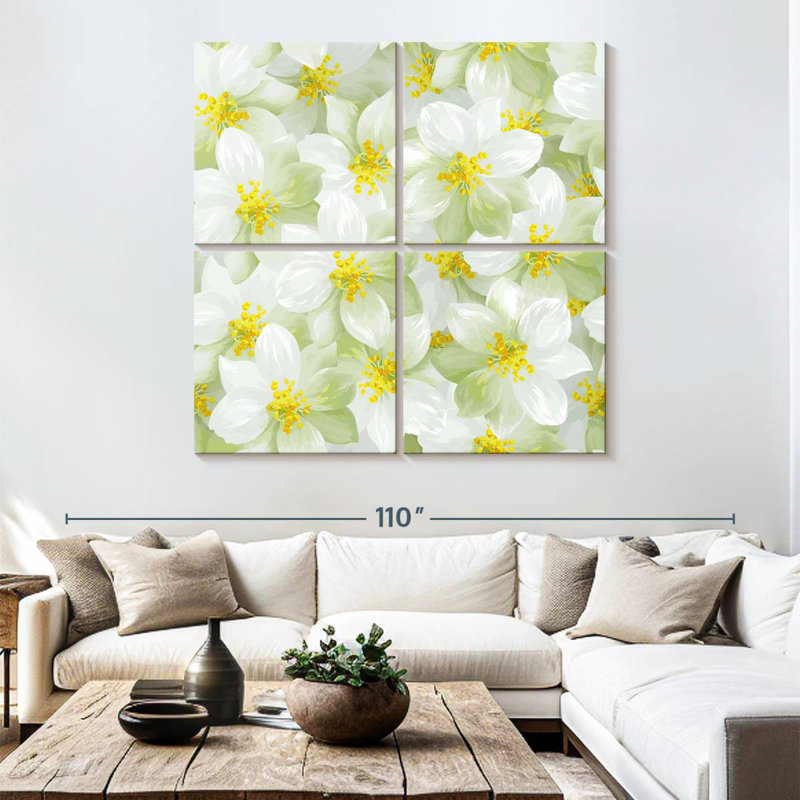 Harnek White Jasmine Flowers, 74" H x 74" W