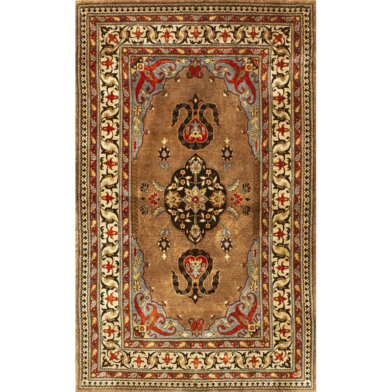 Vintage Silk Chinese Medallion Knotted Rug