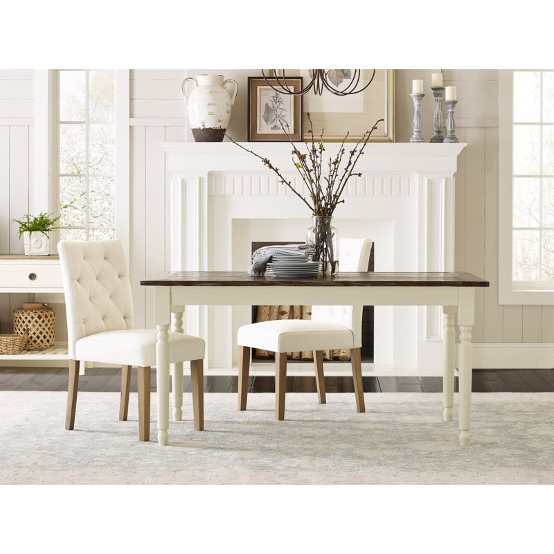 Finch Westport Diamond Tufted Upholstered Dining Armless Chairs, Vintage Cream