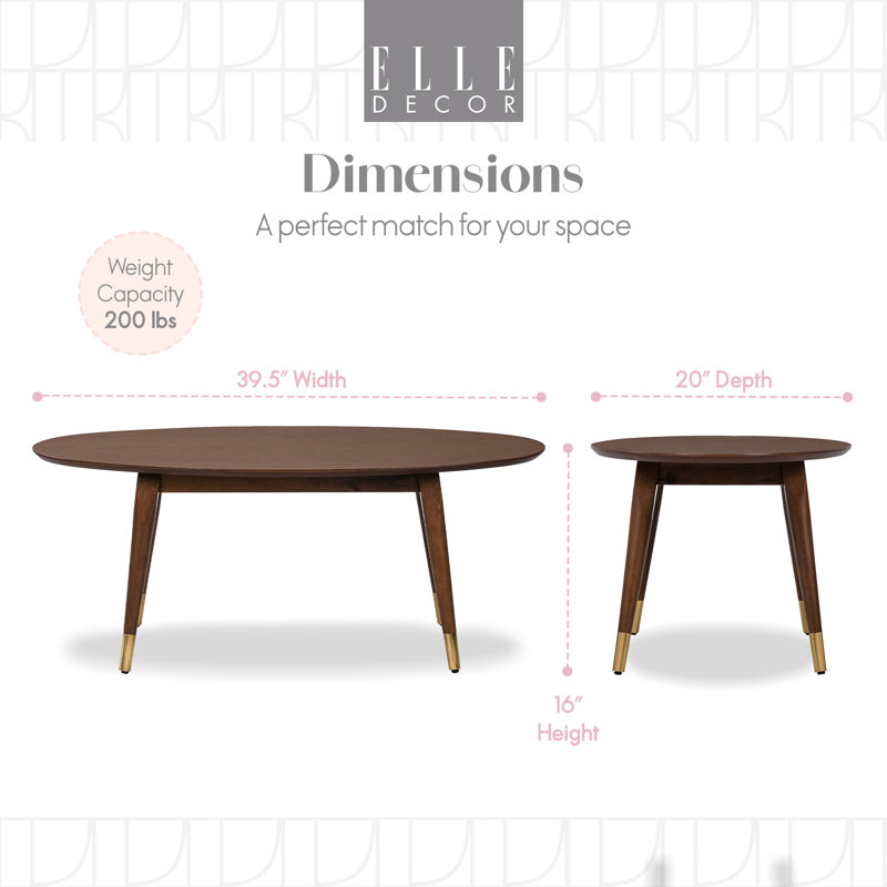 Walnut Oval Wood Coffee Table with Storage