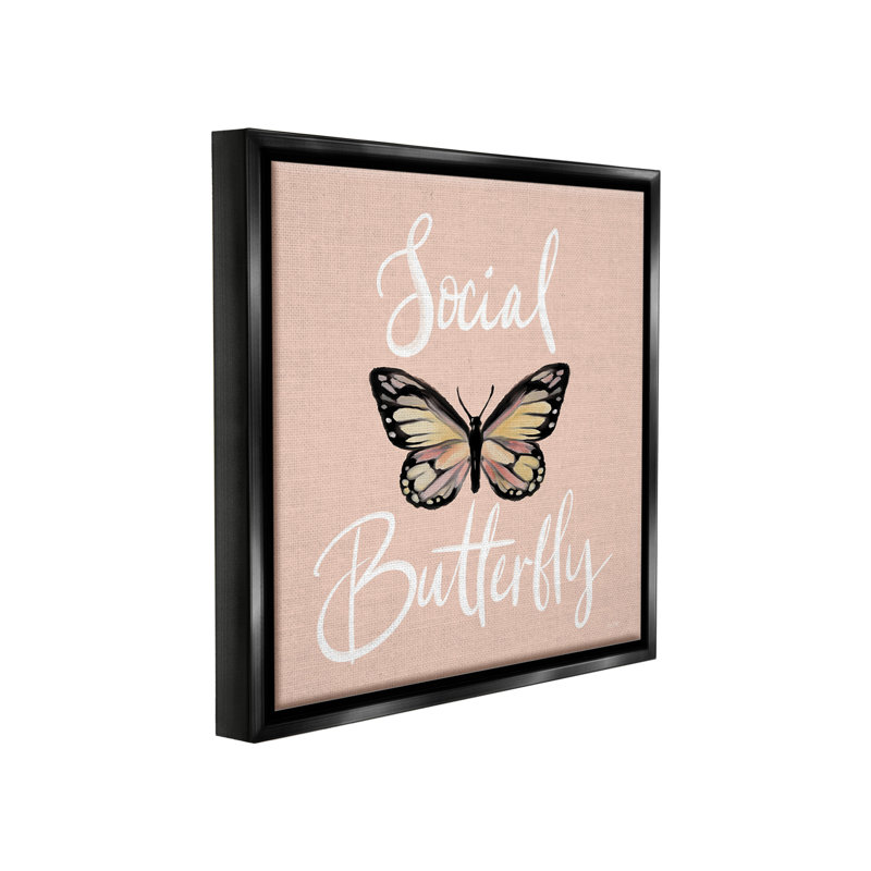 «Social Butterfly Expression» par House Fenway sur toile, Cadre flottant noir de jais, H 18 po x l 18 po