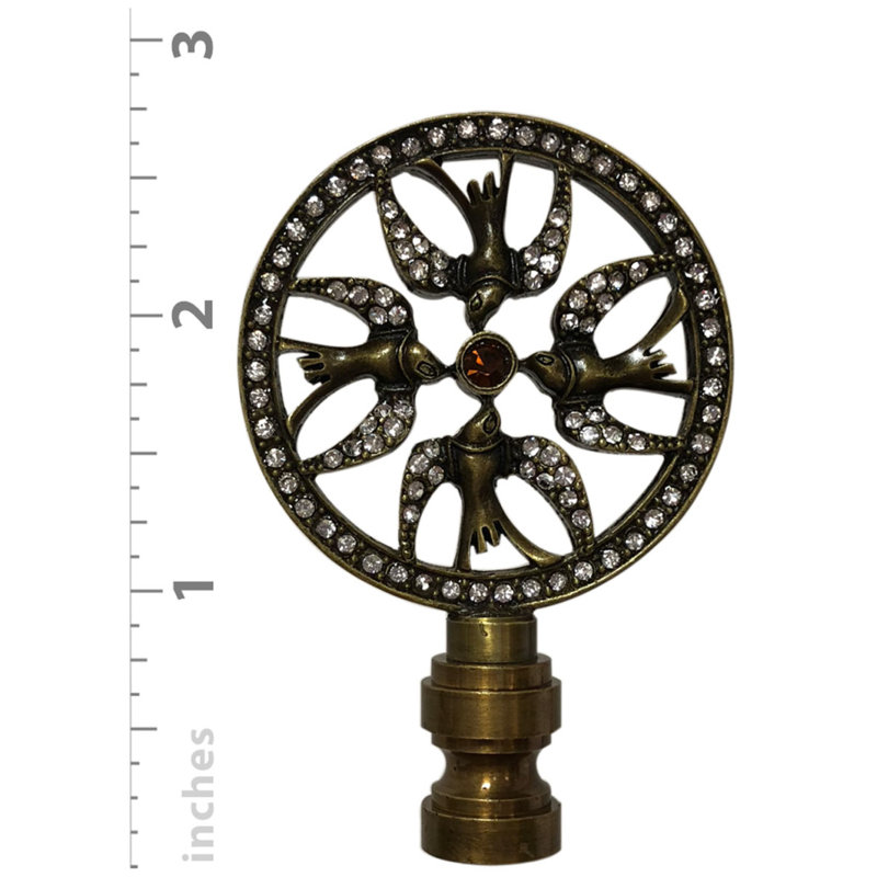 Faîteau lampe filigree oiseau, Laiton antique