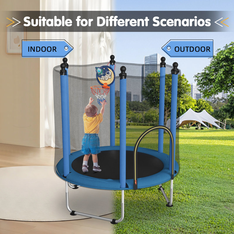 Trampoline 10 pi avec tapis protégé contre les rayons UV, matelas à ressorts très épais et filet de sécurité pour l'extérieur