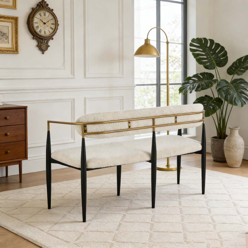 Canapé en métal, Beige, or et noir