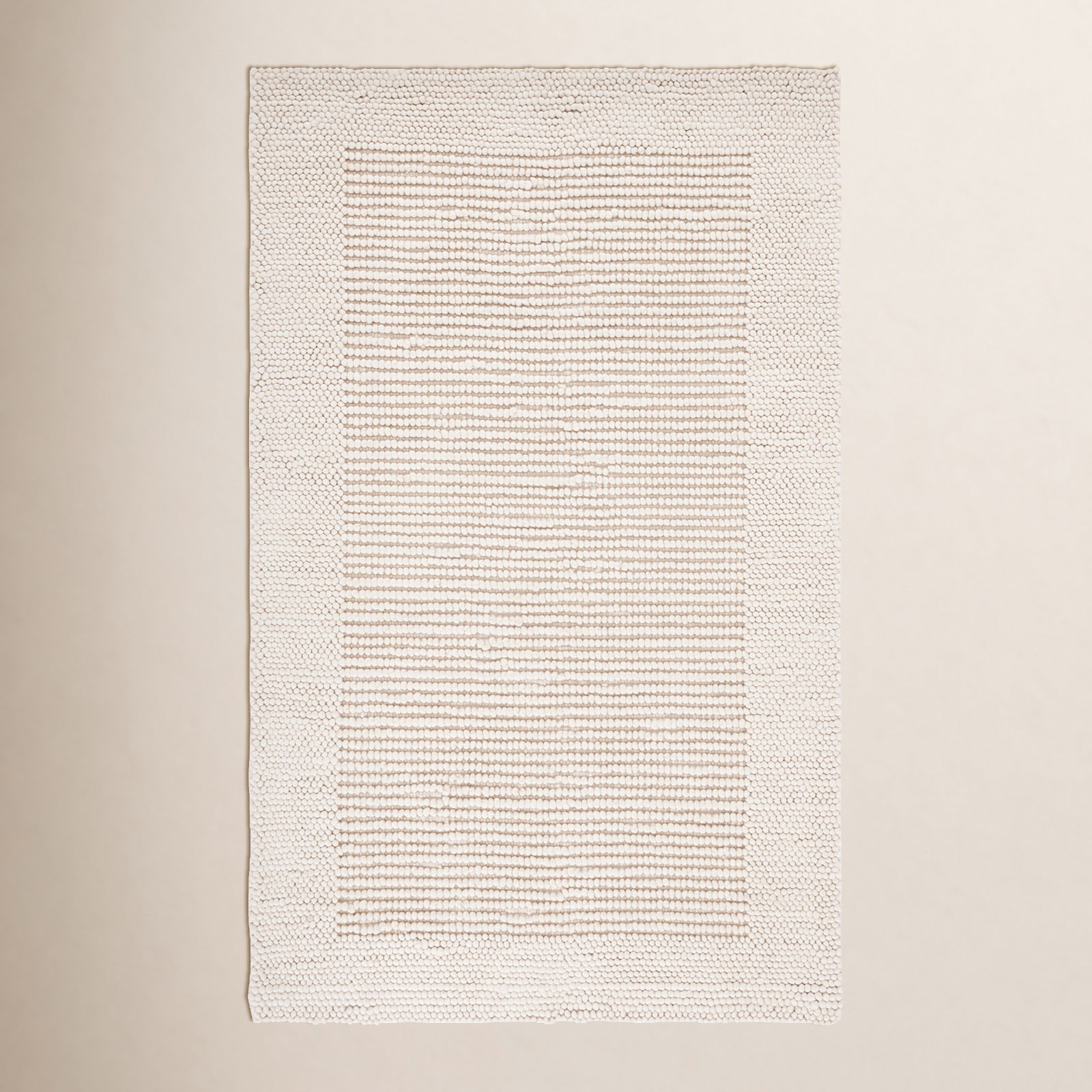 Burdick Ivory Beige Hand-Woven Wool Rug, Rectangle 10' x 14'