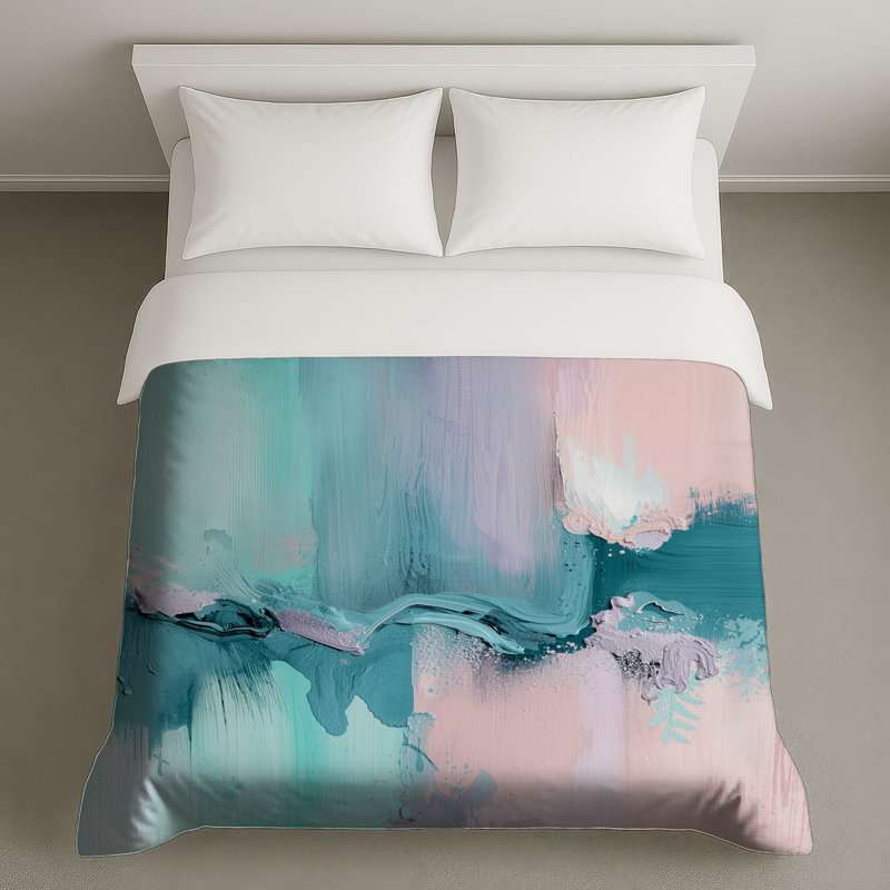 Housses de couette bleues et roses, Grand lit