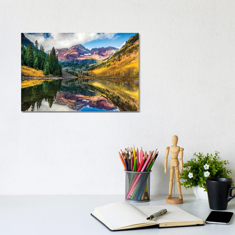 Maroon Bells, Colourado by Susanne Kremer - Print on Canvas, 20.32 cm H x 30.48 cm W, Wrapped Canvas