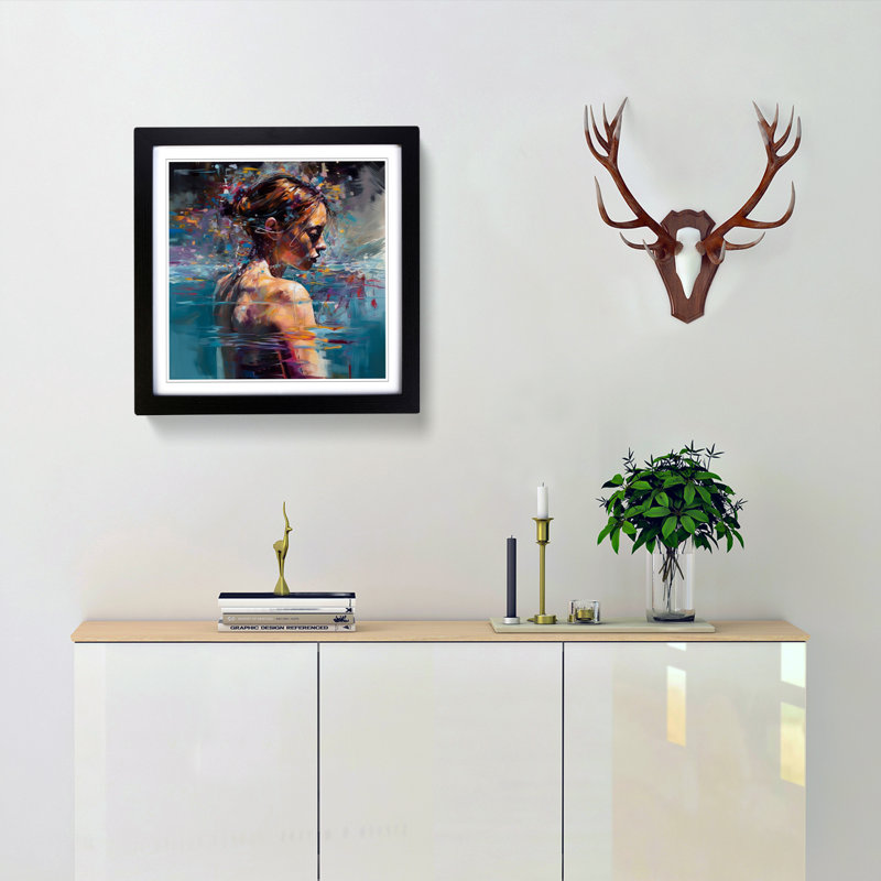 Swimming Gestural Art - Framed Print, Black