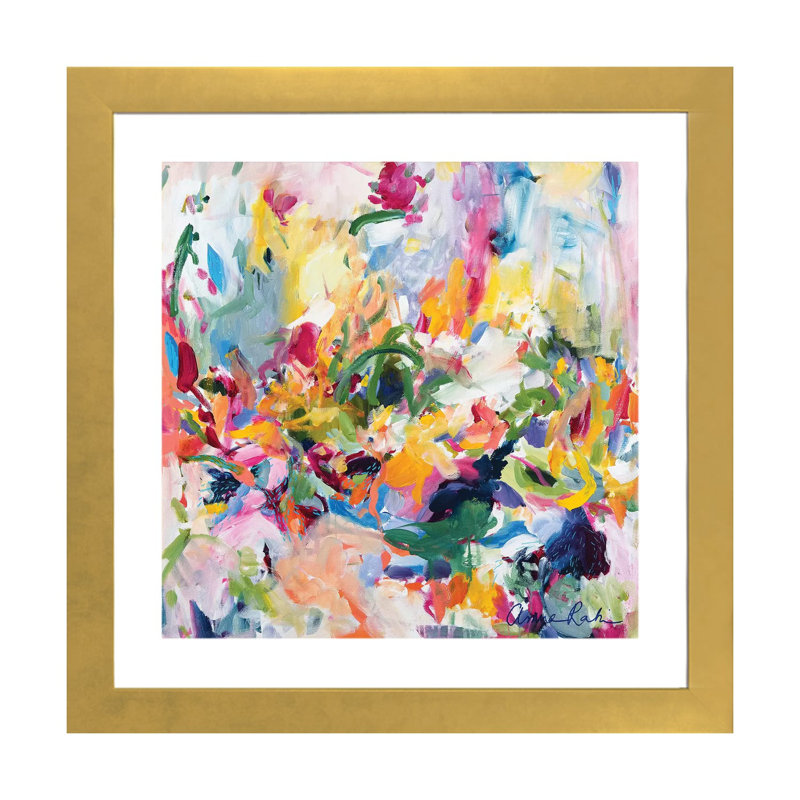 «In The Springtime» par Amira Rahim, impression abstraite, H 16 po x l 16 po x p 1 po, Impression encadrée avec passe-partout