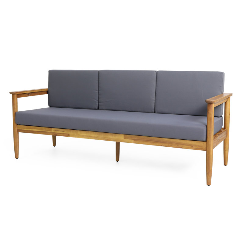 3 Seater Wood With Impervious Inner Cushions - Dark Grey Color Stylish In Grey, Crafted And Water-Repellent