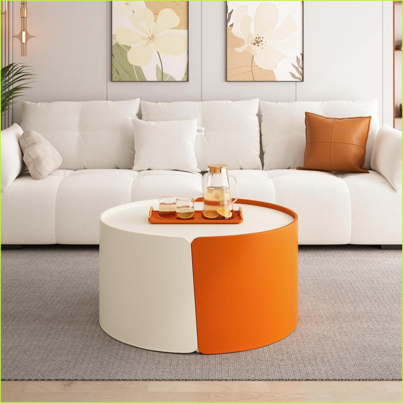Table basse gigogne blanche en MDF pour petits espaces, peu encombrante Pas d'assemblage, facile à nettoyer