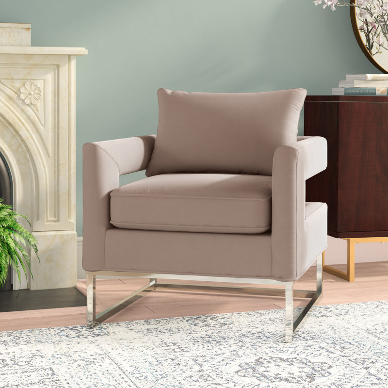 Kamyron Velvet Armchair, Giotto Almond Velvet